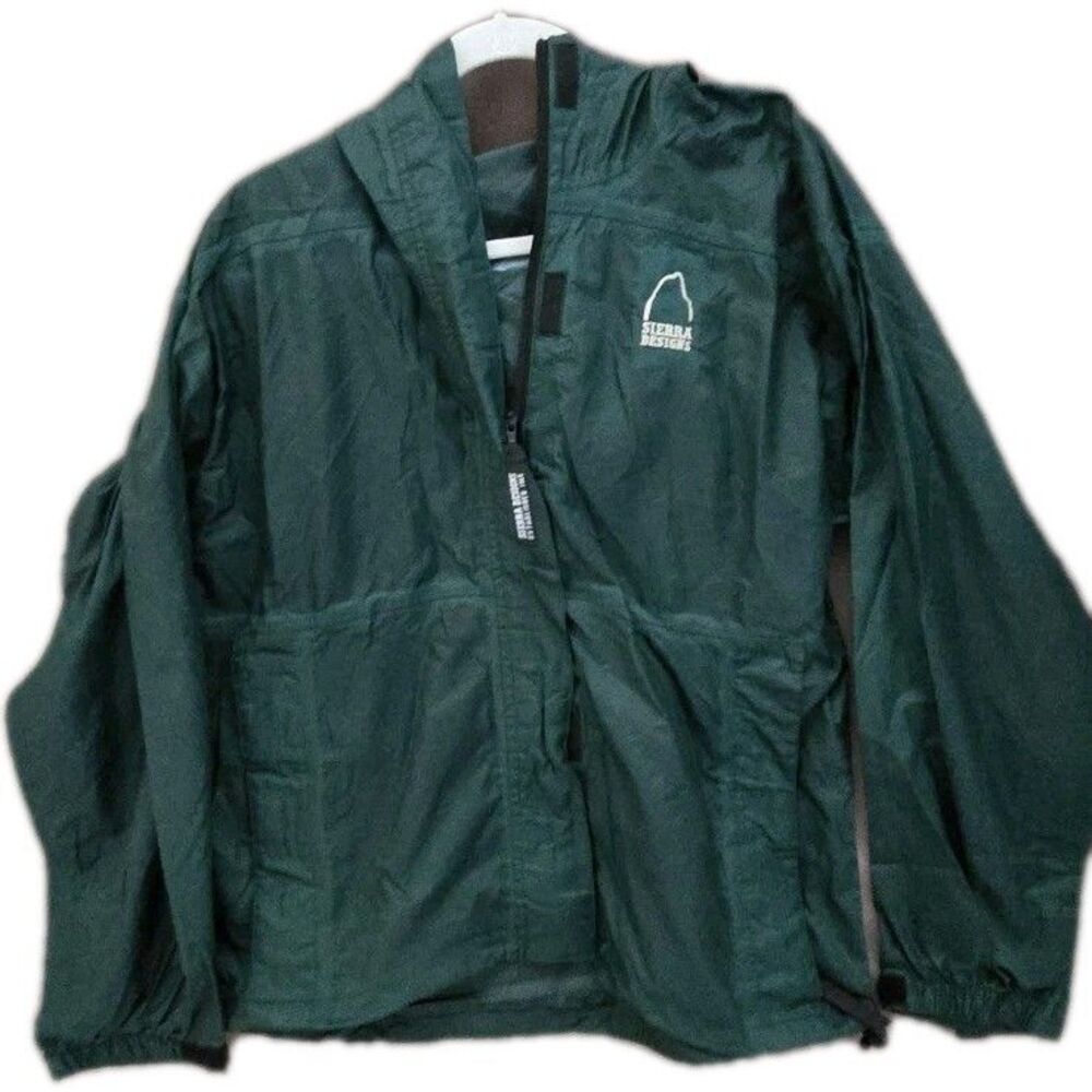 Women's Sierra Designs Rain Jacket Medium Green Nylon Hooded Lightweight